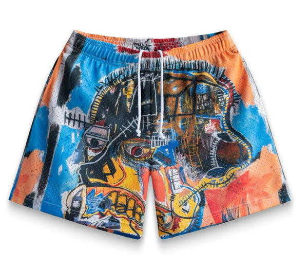 BRAVEST STUDIOS JEAN MICHEL BASQUIAT SHORTS ORANGE